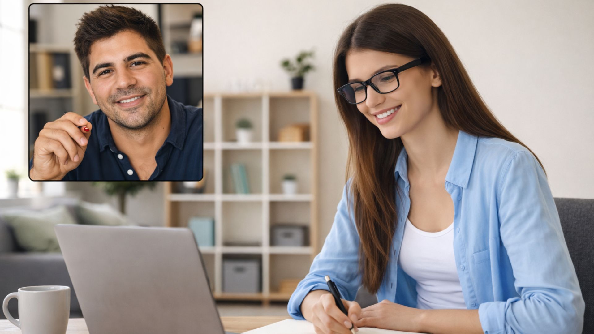 A student ready to start a Spanish lesson.